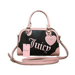 Juicy Couture Pink & Black Bowlers Crossbody Satchel.